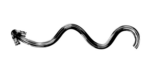 Hand drawn simple arrow drawn with wax crayon, chalk or charcoal. Uneven dry texture for underlining highlighting. Pencil drawn lines, strikethrough, grungy vector isolated on white