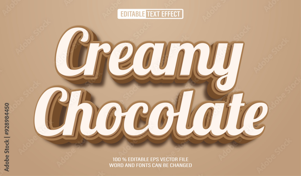 Poster editable 3d text style effect - creamy chocolate text effect template