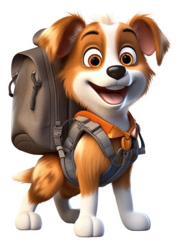 PNG Dog backpack cartoon mammal.