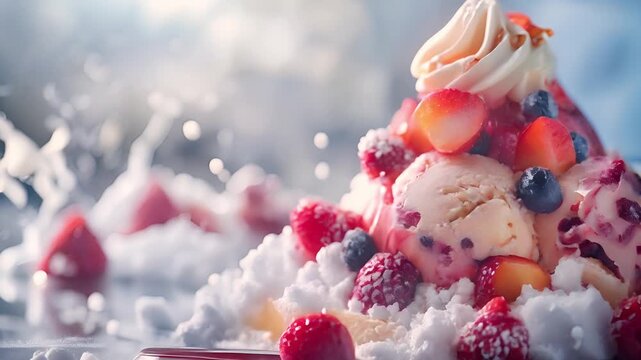 Gourmet summer dessert of artisanal ice cream	