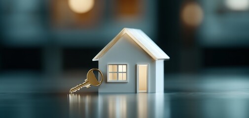 A model house with a key symbolizes home ownership and investment, reflecting the real estate value and property aspects essential for making informed decisions..