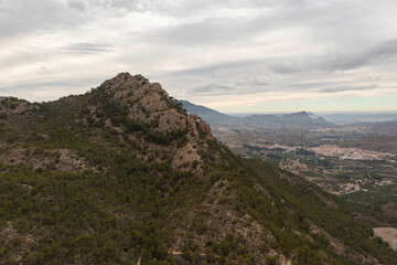 Naklejka premium Aerial view of part of the Ricote Valley from the Ojos reservoir, Murcia, Spain.