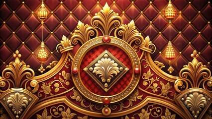 Fototapeta premium Luxurious casino background with intricate patterns, rich fabrics, and ornate details, evoking a sense of opulence and sophistication, perfect for gaming and luxury themes.