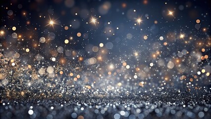 Obraz premium Luxurious dark gray background sprinkled with gray and silver glitter particles, creating a mesmerizing, sophisticated, and celebratory atmosphere perfect for festive designs and compositions.
