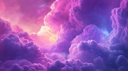 An astonishingly captivating scene features vibrant purple clouds beautifully set against a stunning sunset sky