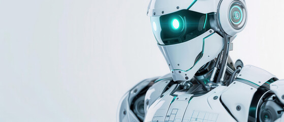 Futuristic robot, holographic blueprint, advanced engineering, hightech lab