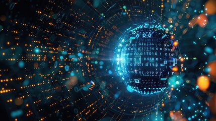 Abstract Digital Sphere with Binary Code