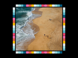 Rainbow Squares With Black Geometric Border