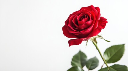 Fototapeta premium Single red rose isolated on white background
