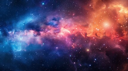 Obraz premium Vast cosmic nebula illuminated by vibrant colors in deep space