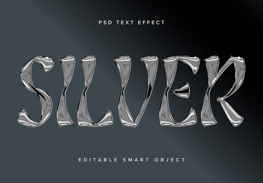 Silver Chrome Text Effect Mockup