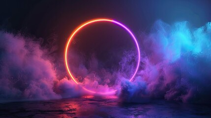 Neon Circle in Smoke