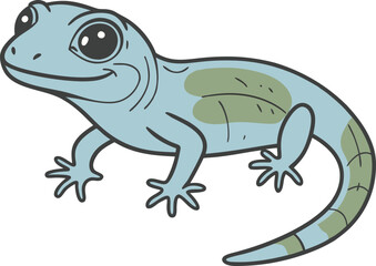 flat blue gecko illustration cute animal art