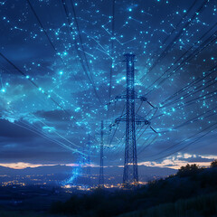 "Realistic Photography of Power Transmission Lines with 3D Digital Electricity Visualization"