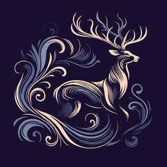 Deer vector silhouette illustrator  Illustrator Artwork