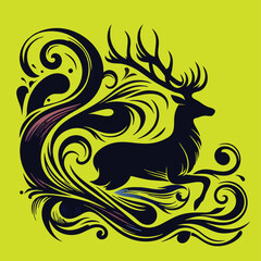 Obraz premium Deer vector silhouette illustrator Illustrator Artwork