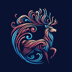 Deer vector silhouette illustrator  Illustrator Artwork