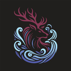 Deer vector silhouette illustrator  Illustrator Artwork