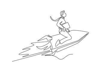 Starting a Business concept. Single line draw design vector graphic illustration.