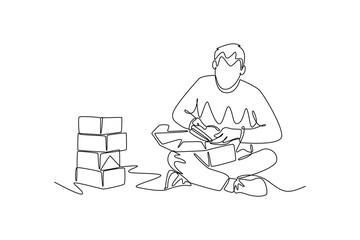 Starting a Business concept. Single line draw design vector graphic illustration.