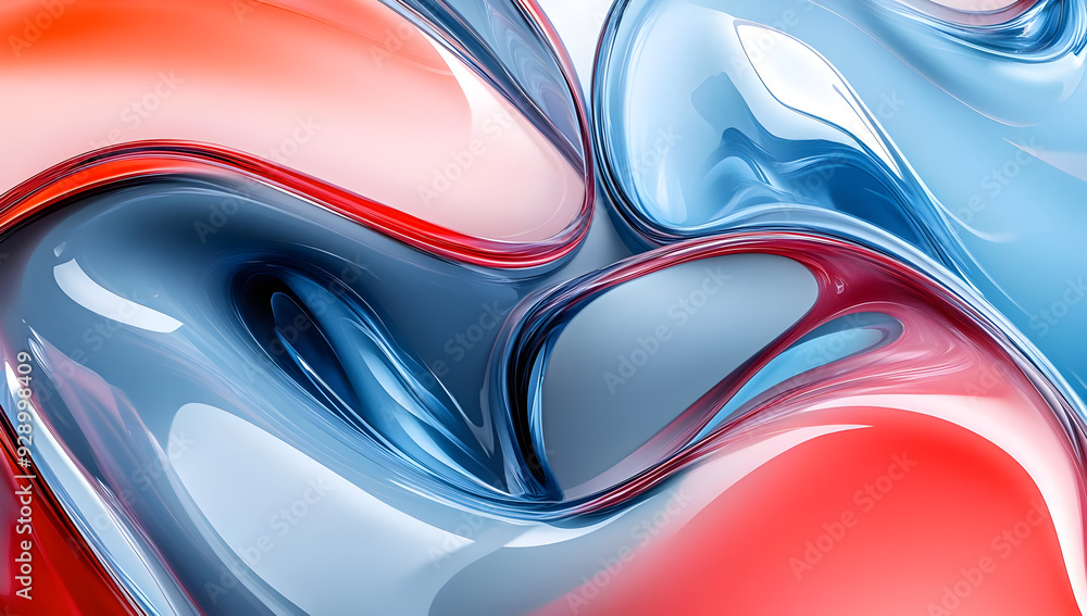 Poster a vibrant abstract texture featuring swirling red and blue colors, creating a dynamic and fluid visu