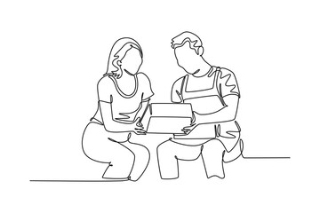 Starting a Business concept. Single line draw design vector graphic illustration.