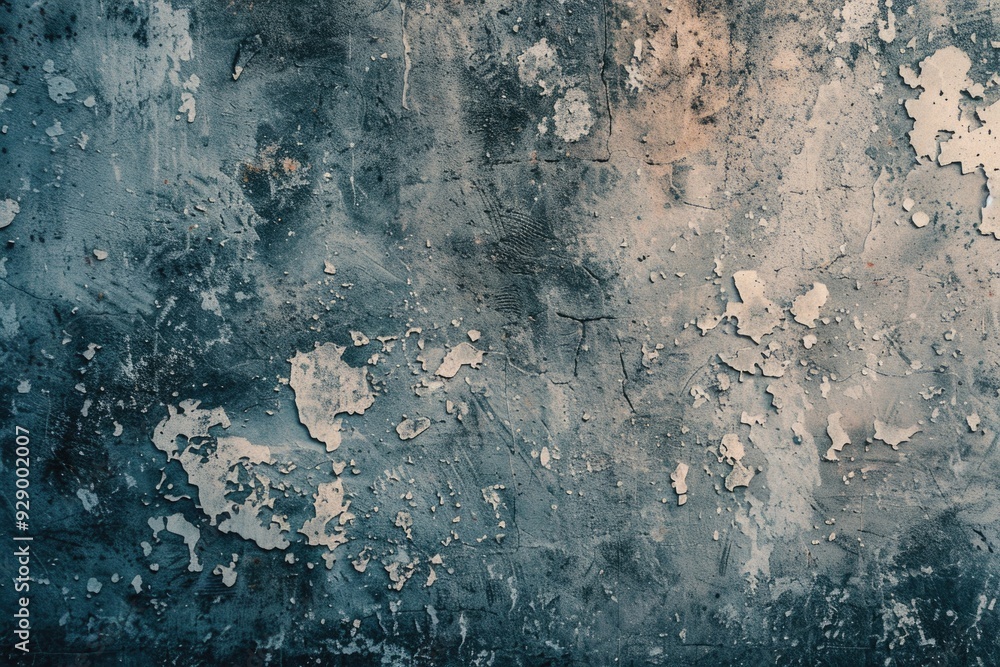 Poster a close-up of an old brick wall with peeling paint, suitable for use in a scene where an old buildin