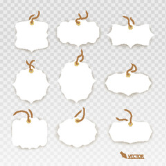 Paper Tags. Price tag made of cardboard, transparent isolated Vector Format