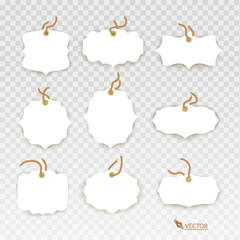 Paper Tags. Price tag made of cardboard, transparent isolated Vector Format