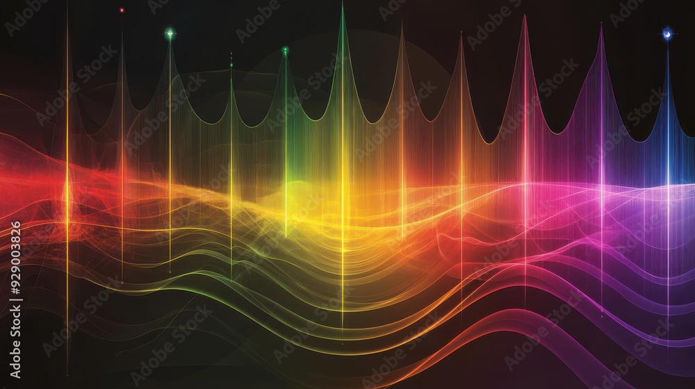 Poster electromagnetic spectrum with wave lengths frequency and temperature details