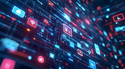Obraz premium Abstract Digital Interface with Glowing Icons
