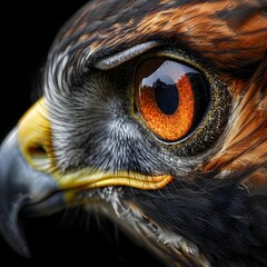 Intense Predatory Focus Close Up of a Hawk s Piercing Eye