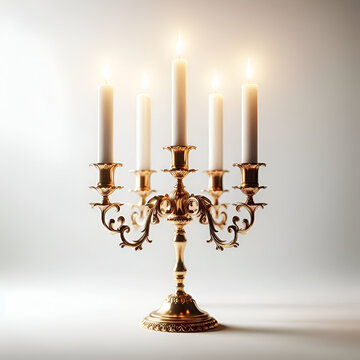 Candelabro classico a cinque braccia in oro