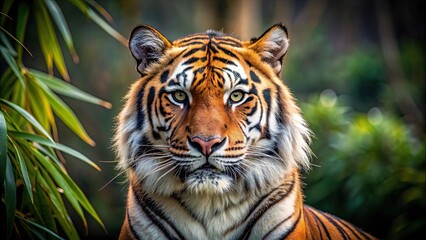 Fototapeta premium Majestic tiger in the wild, captured in its natural habitat showcasing calm yet fierce beauty, wildlife, photography, tiger