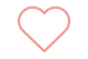 Red neon heart isolated on transparent background. Glowing heart frame with flashes. Neon glow effect PNG. Light heart sign. Luxury decoration design elements