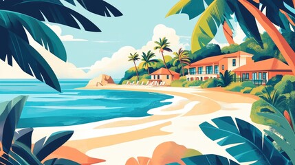 A vibrant travel insurance brochure, showcasing a beautiful beach destination, emphasizing the importance of coverage while traveling.