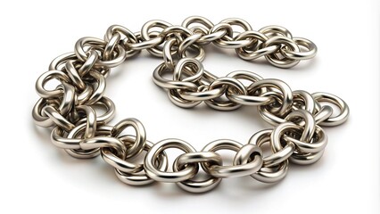 Obraz premium Metal chain links form a whimsical alphabet, with each letter meticulously crafted from interconnected metal rings, creating a unique and intriguing visual representation.