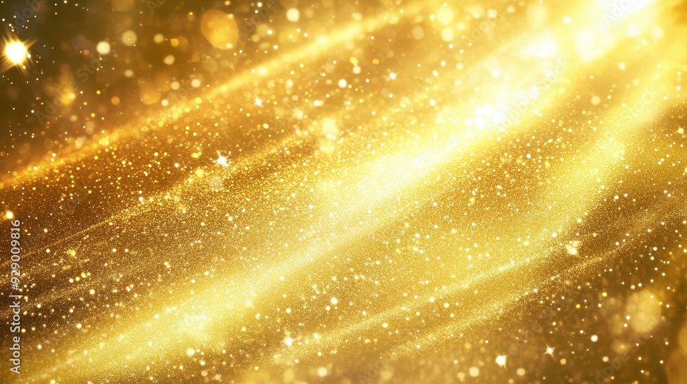 Poster a shimmering golden background with sparkling particles, ideal for festive or elegant designs.