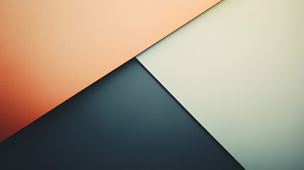 Abstract Geometric Shapes: A minimalist composition of three intersecting geometric shapes, rendered in a calming palette of soft peach, muted blue and cream.