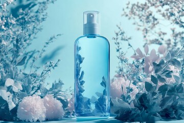 Spray bottle on a botanical background