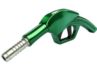 a green gas pump nozzle