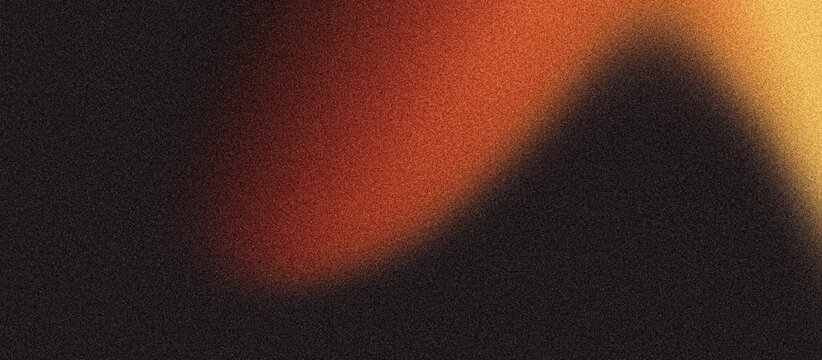 Abstract background grainy gradient red orange glowing shape, black backdrop banner poster header design, noise texture, copy space