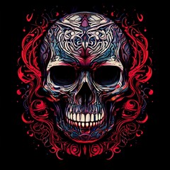 Abstract Skull with Watercolor Effects