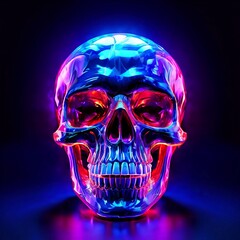 Holographic Skull with Neon Glow