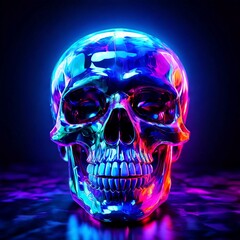 Holographic Skull with Neon Glow