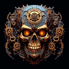 Steampunk Skull with Mechanical Details