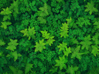 Fototapeta premium A lush green forest with many trees and plants