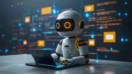 businessman using smart robot technology for business, artificial intelligence.