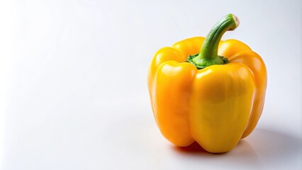 Vibrant yellow pepper on white background, fresh, organic, vegetable, produce, healthy