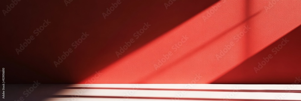 Aufkleber an abstract play of shadows and light dances on a bold red wall, creating captivating visual interes